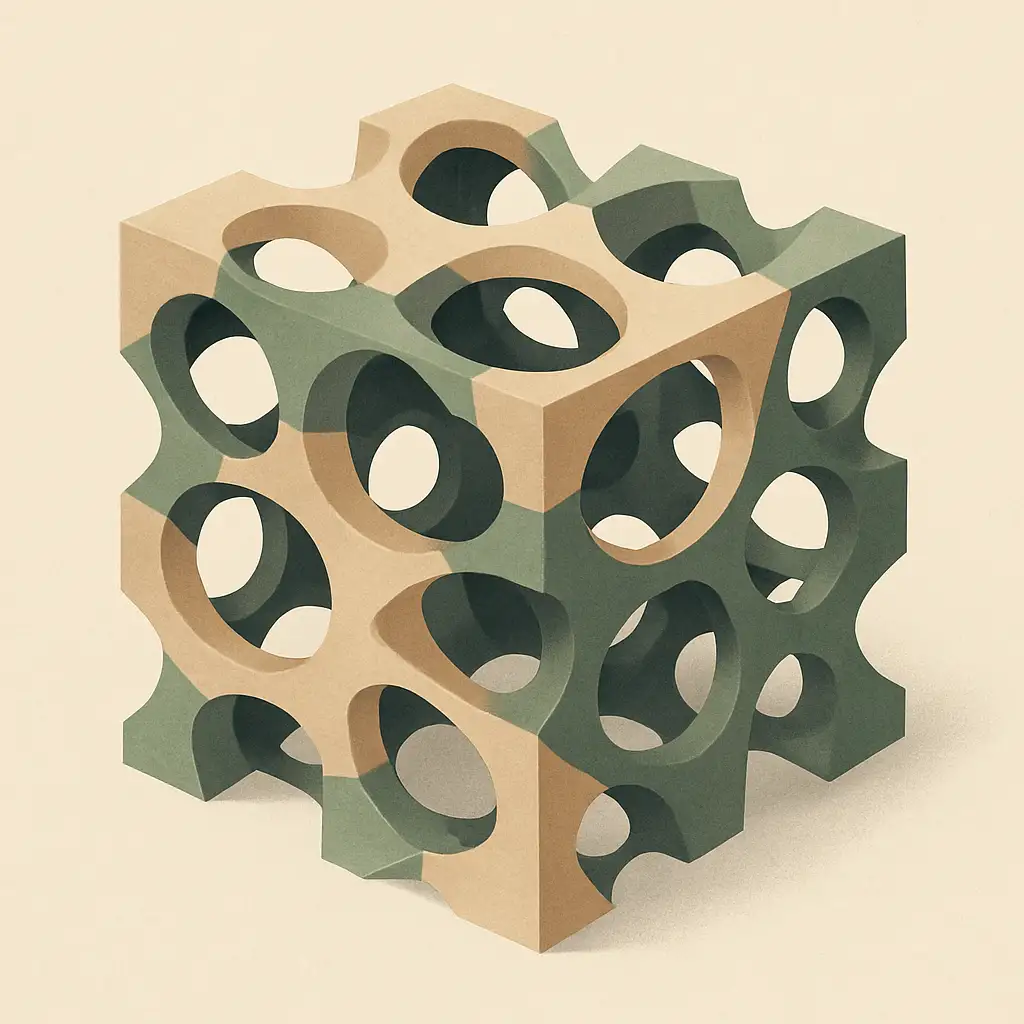 Ilustración conceptual de la estructura cristalina porosa de la zeolita clinoptilolita